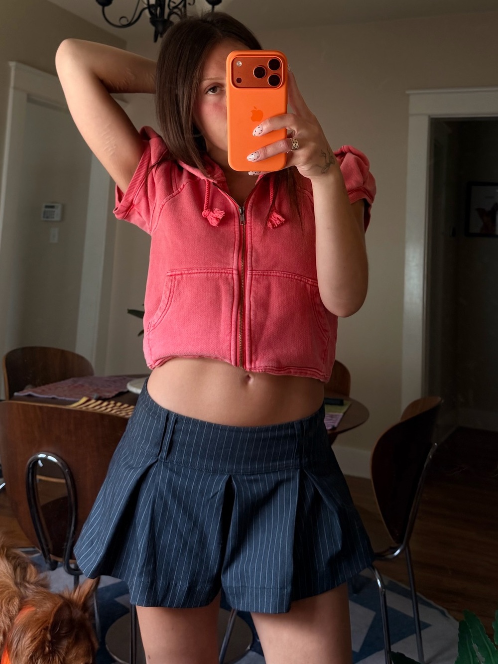 Kimchi Blue Pinstriped Pleated Mini Skort